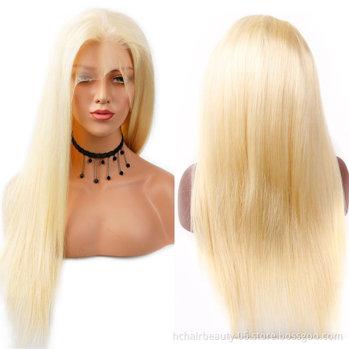 Honey Blonde 613 Human Hair Lace Wigs Brazilian Straight Blonde Lace Frontal Wigs 30 Inch 613 Wig Remy Human Hair